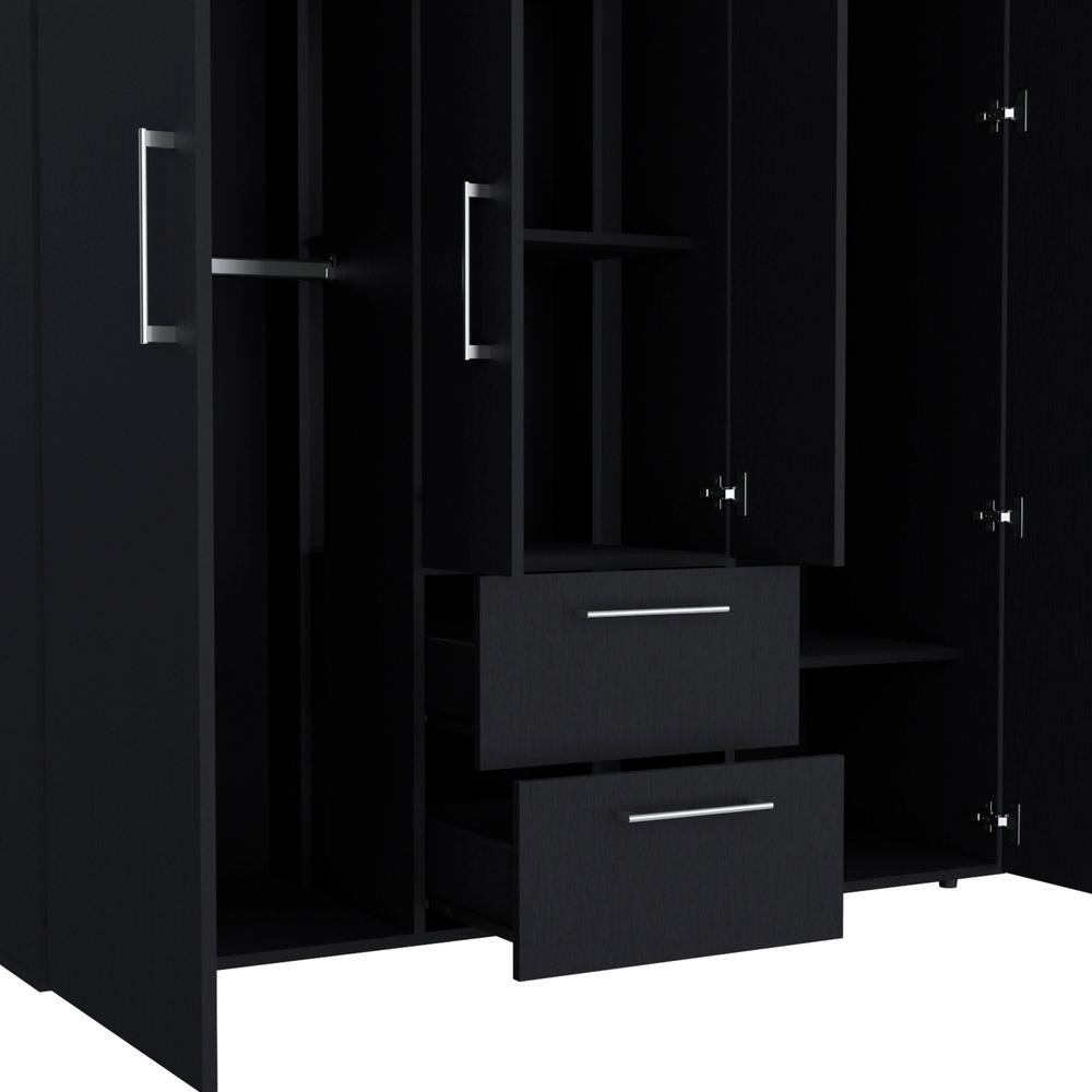 Valier Wardrobe, Deluxe Armoire with Multiple Storage Options and Metal Accents. Picture 4