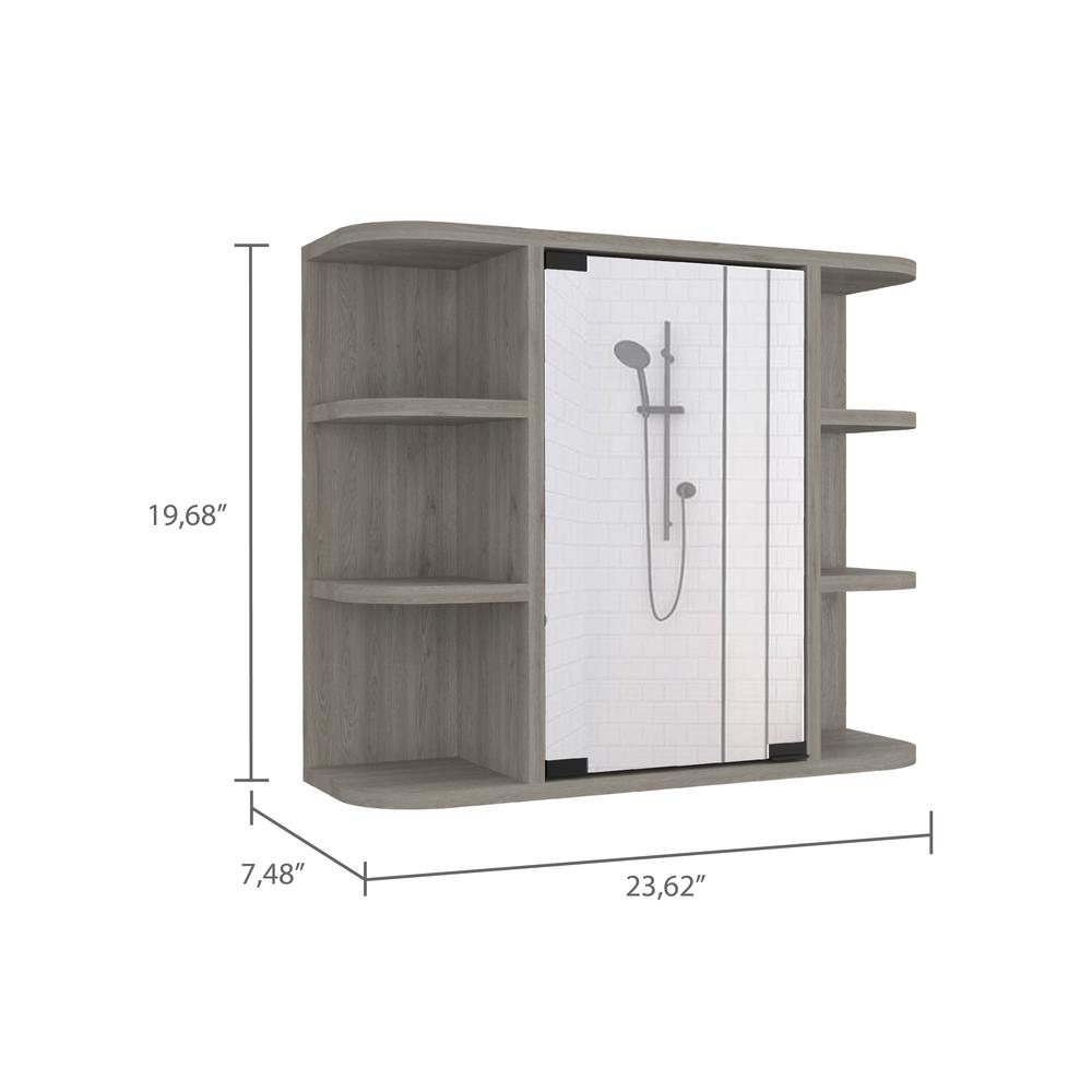 Roma Mirrored Medicine Cabinet Light Grey. Picture 2