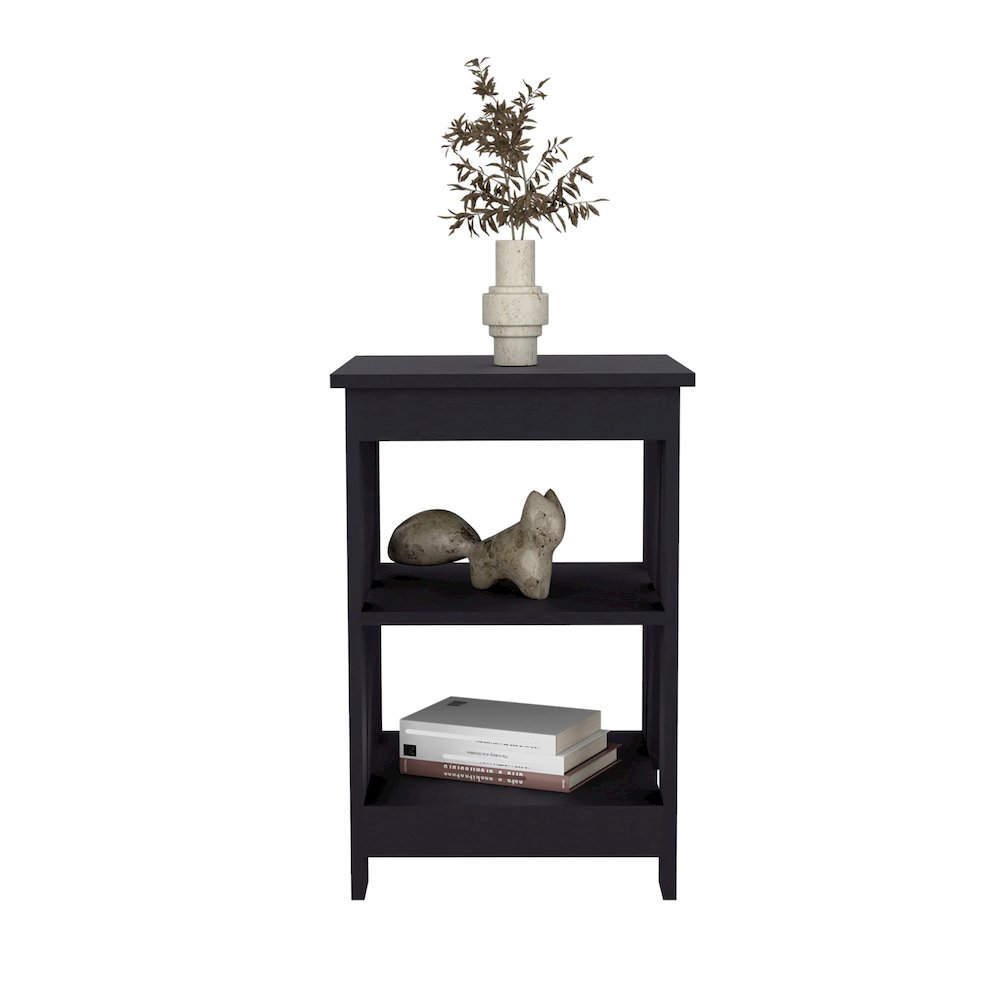 3-Tier End Table/Nightstand, Side Table for Small Space, Black. Picture 4