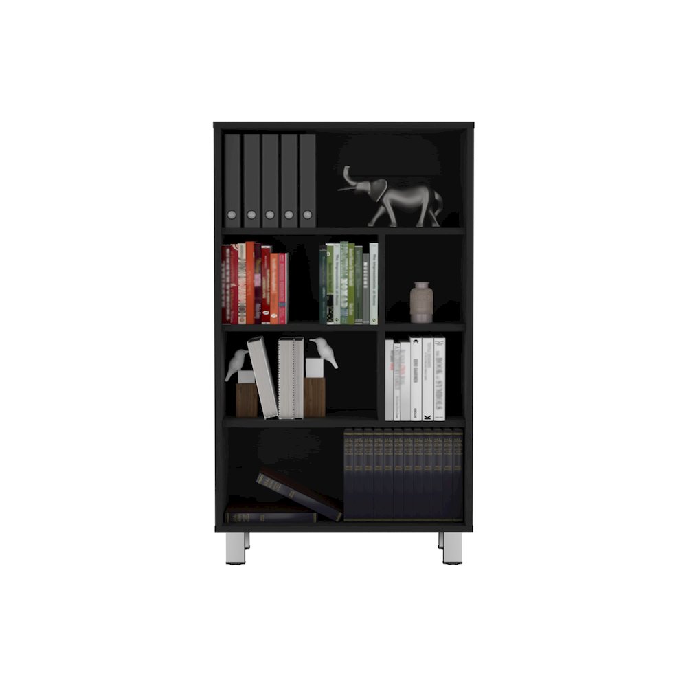 Akiak Bookcase, 6 shelves, 4 legs, Black. Picture 2