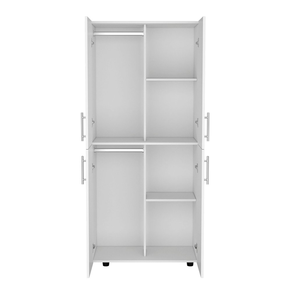 Armoire Wardrove 70" H, Double Doors, 6 Shelves, 2 Hanging Rods, White. Picture 2