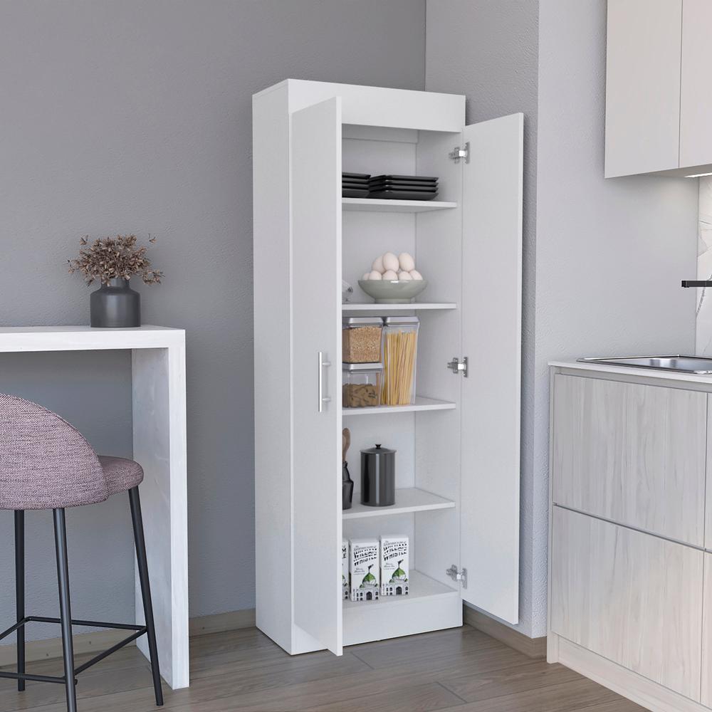 Teller Pantry Cabinet with 5 Shelves, White -Kitchen. Picture 6
