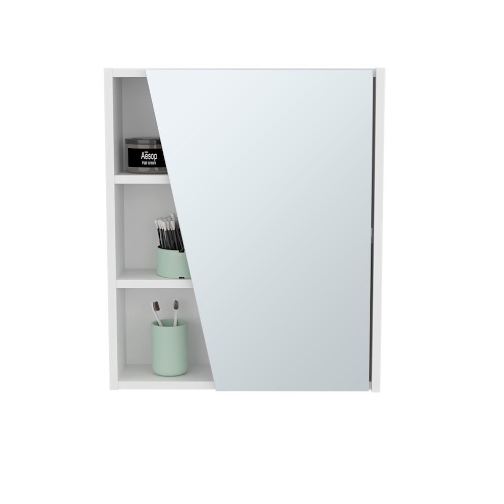 Piney Medicine Cabinet, 1 Door, 5 Shelves, 1 Mirror, White. Picture 1