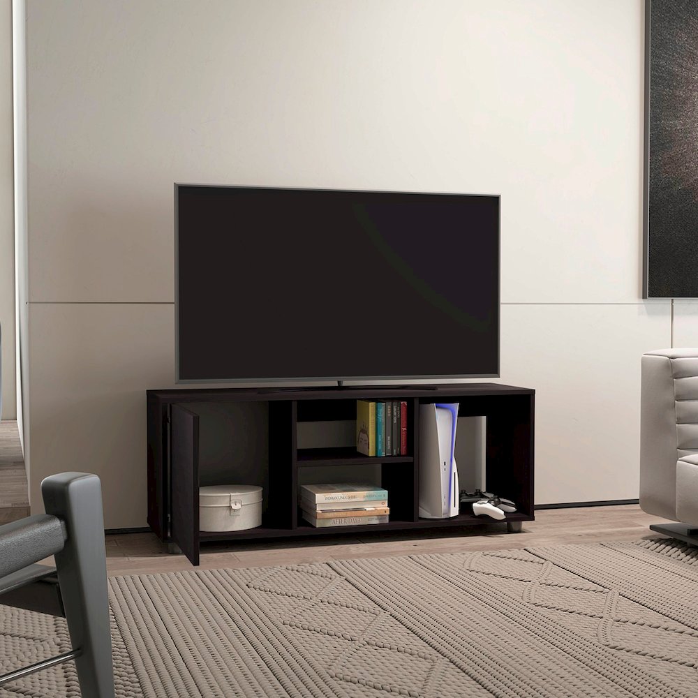 Penndel Tv Stand, 1 Door, 4 Shelves, 55" TV Capacity, White. Picture 7