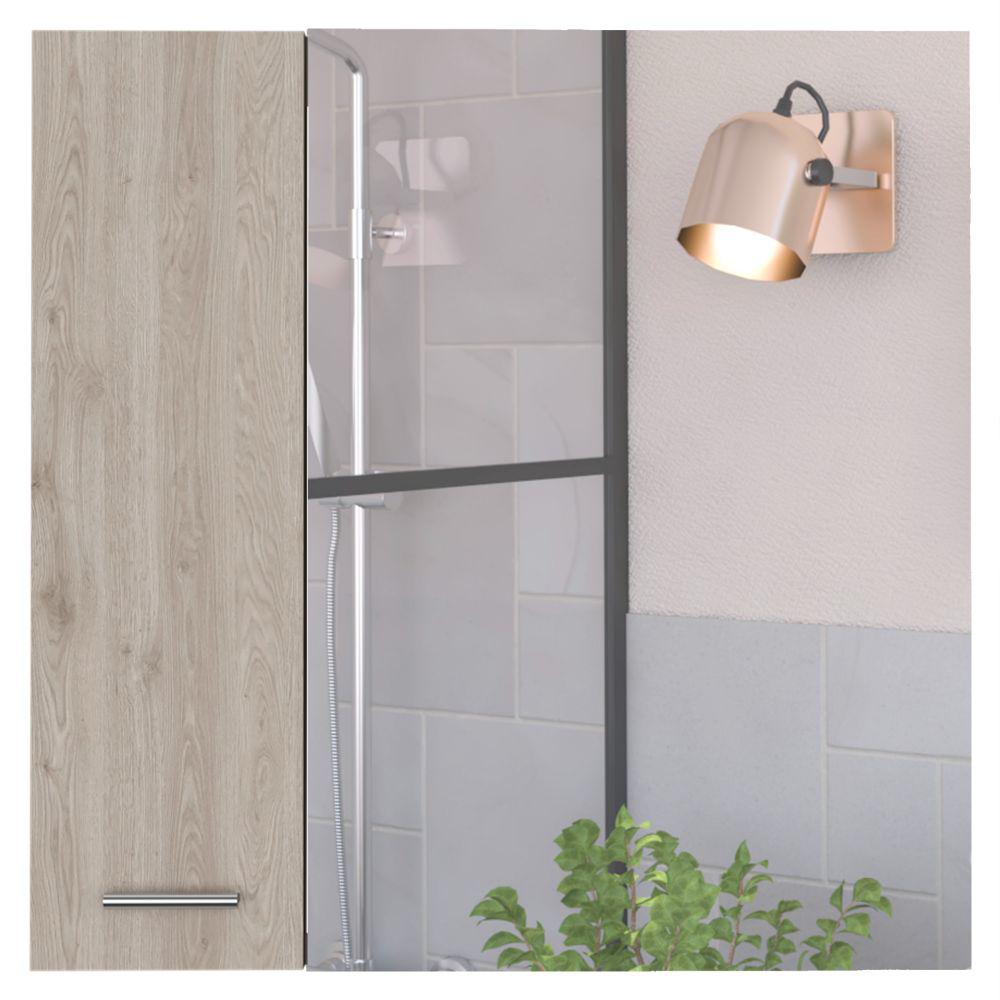 DEPOT E-SHOP Harbor Medicine Cabinet, Mirror Four Internal Shelves, One-Door Cabinet-Light Grey, For Bathroom. Picture 2