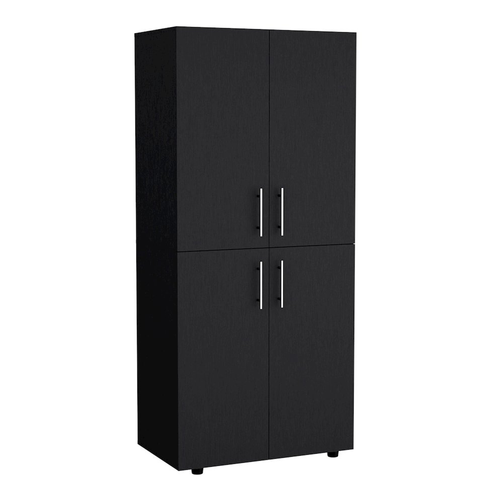 Armoire Wardrove 70" H, Double Doors, 6 Shelves, 2 Hanging Rods, Black. Picture 1