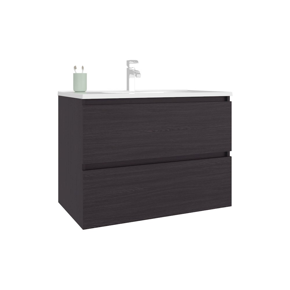 Depew Bathroom Vanity, 2 Drawers, Black Wengue. Picture 3