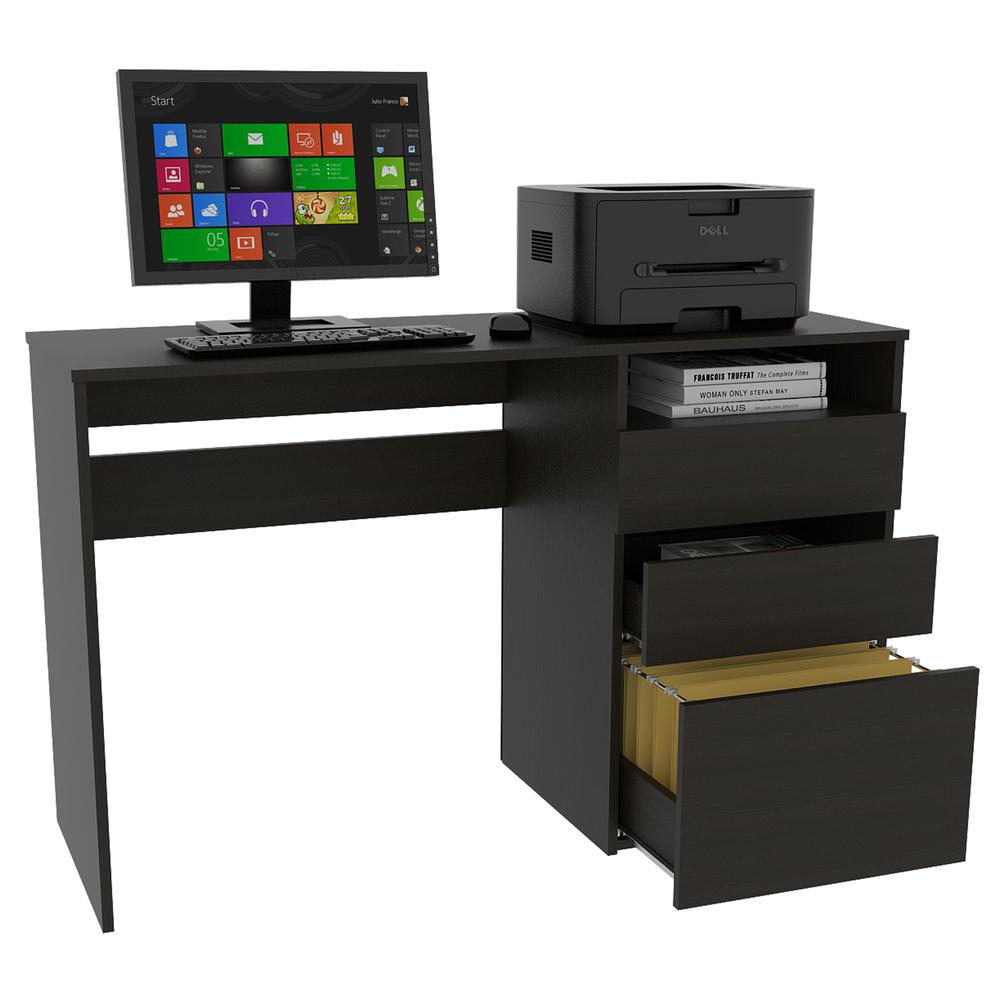 Kenai 3 Drawers Computer Desk Black Wengue. Picture 3