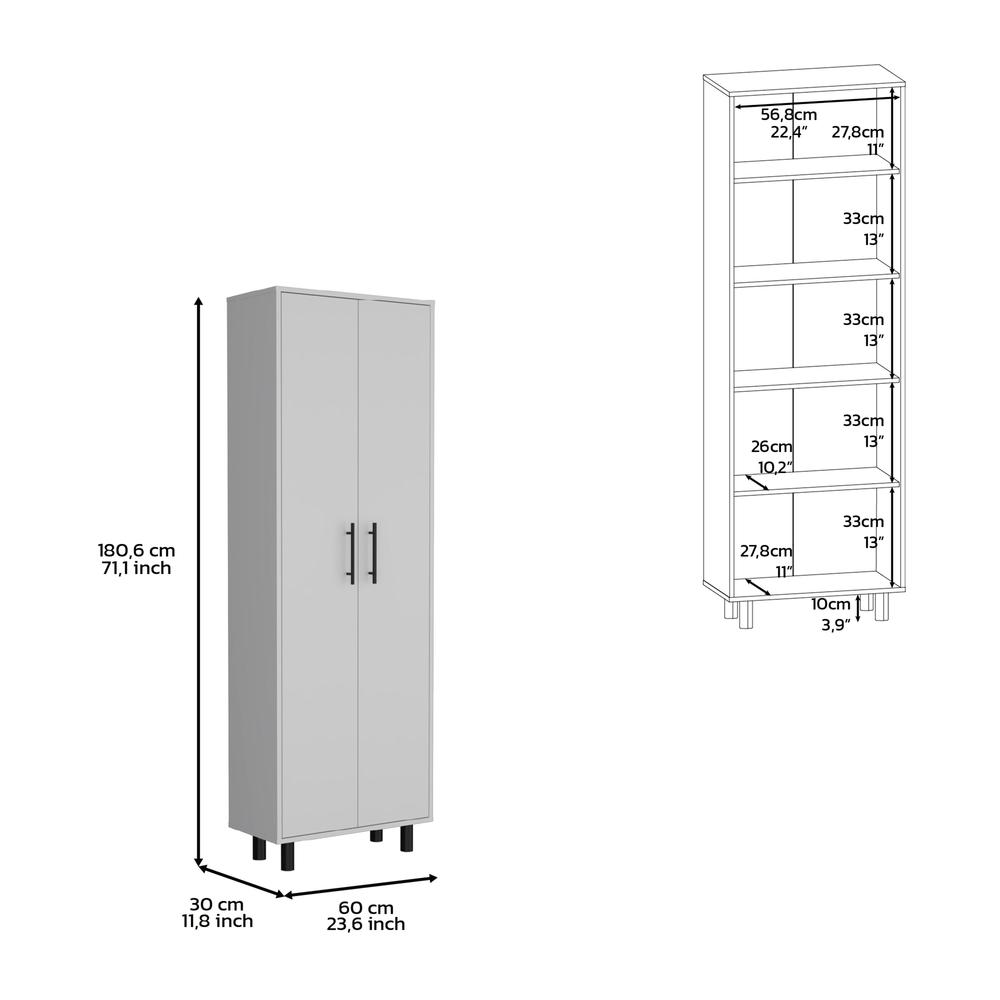 DEPOT E-SHOP Kenner Multipurpose Storage Cabinet, 5-Tier Shelf, White. Picture 3