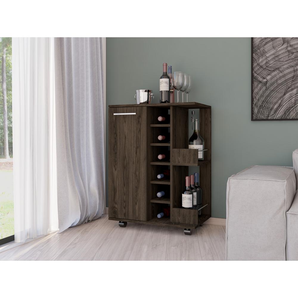 Magda Bar Cart Dark Brown. Picture 7