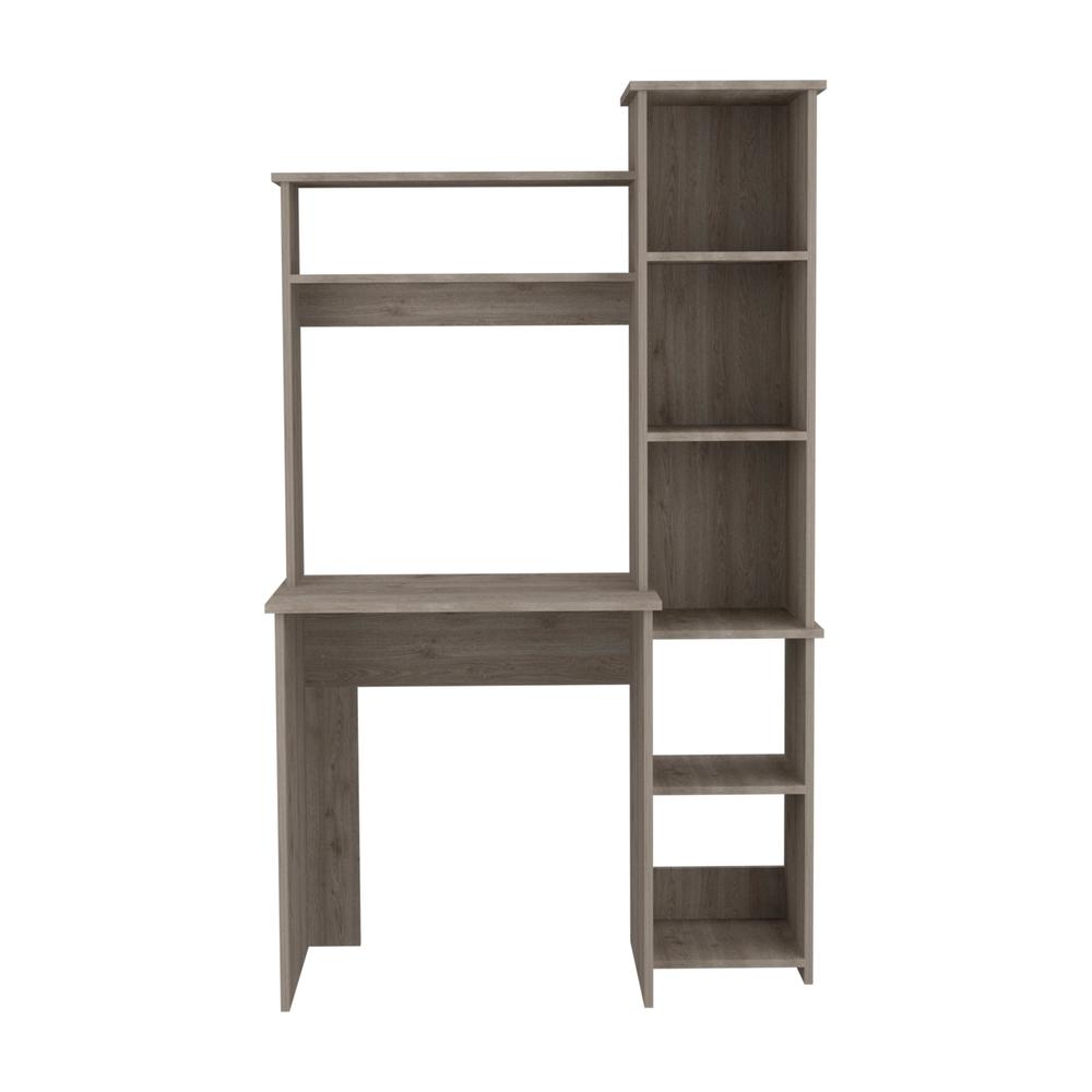 Detroit 2 Piece Office Set, Dozza Bookcase + Aramis Desk, Light Gray. Picture 3