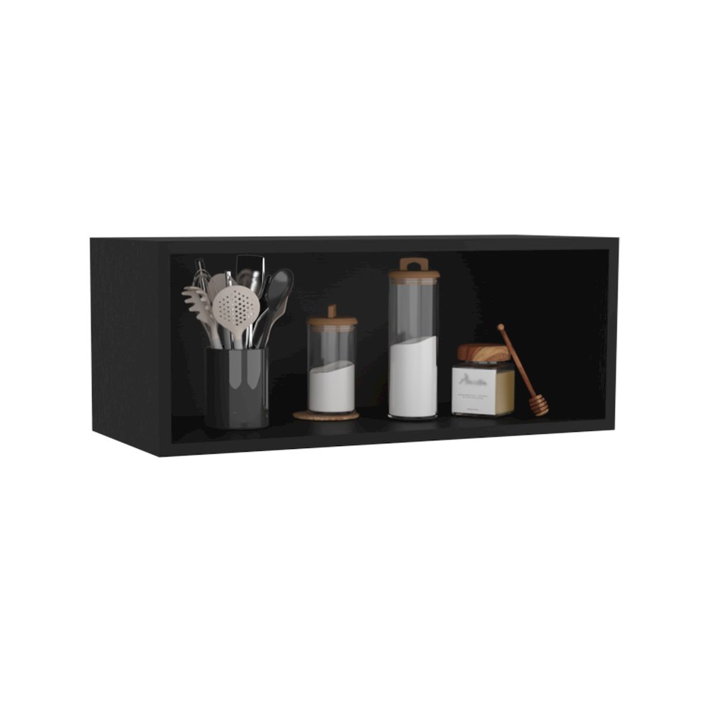 Ayden Wall Cabinet, 1 Spacious Shelf, Black. Picture 5