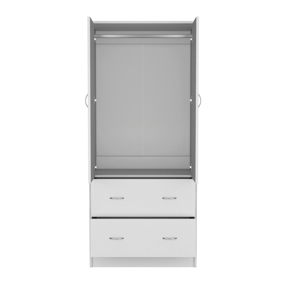 Silo 71" H Armoire with Two Doors, Two Drawers, and Hanging Rod,White. Picture 2