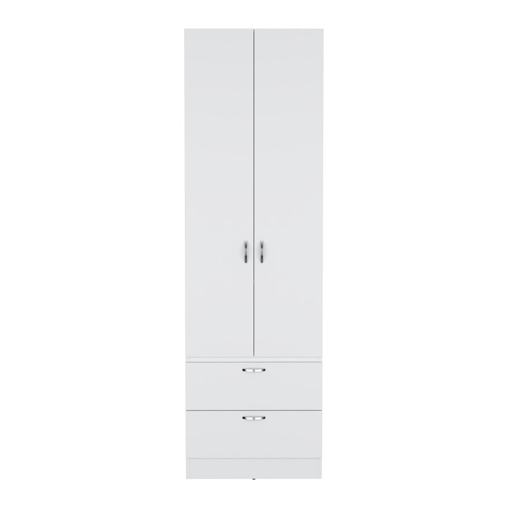 Armoire Wardrove 76" H, Hanging Rod, 2 Drawers, 1 Shelf, White. Picture 1