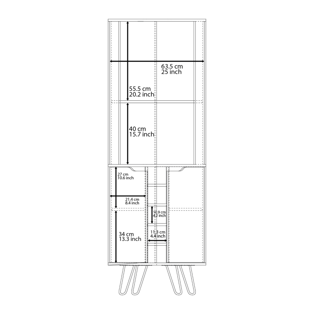 Depot E-Shop Bursan Corner Cabinet Six Built-in Wine Rack, Two Shelves, Four Shelves, Macadamia / Black. Picture 6