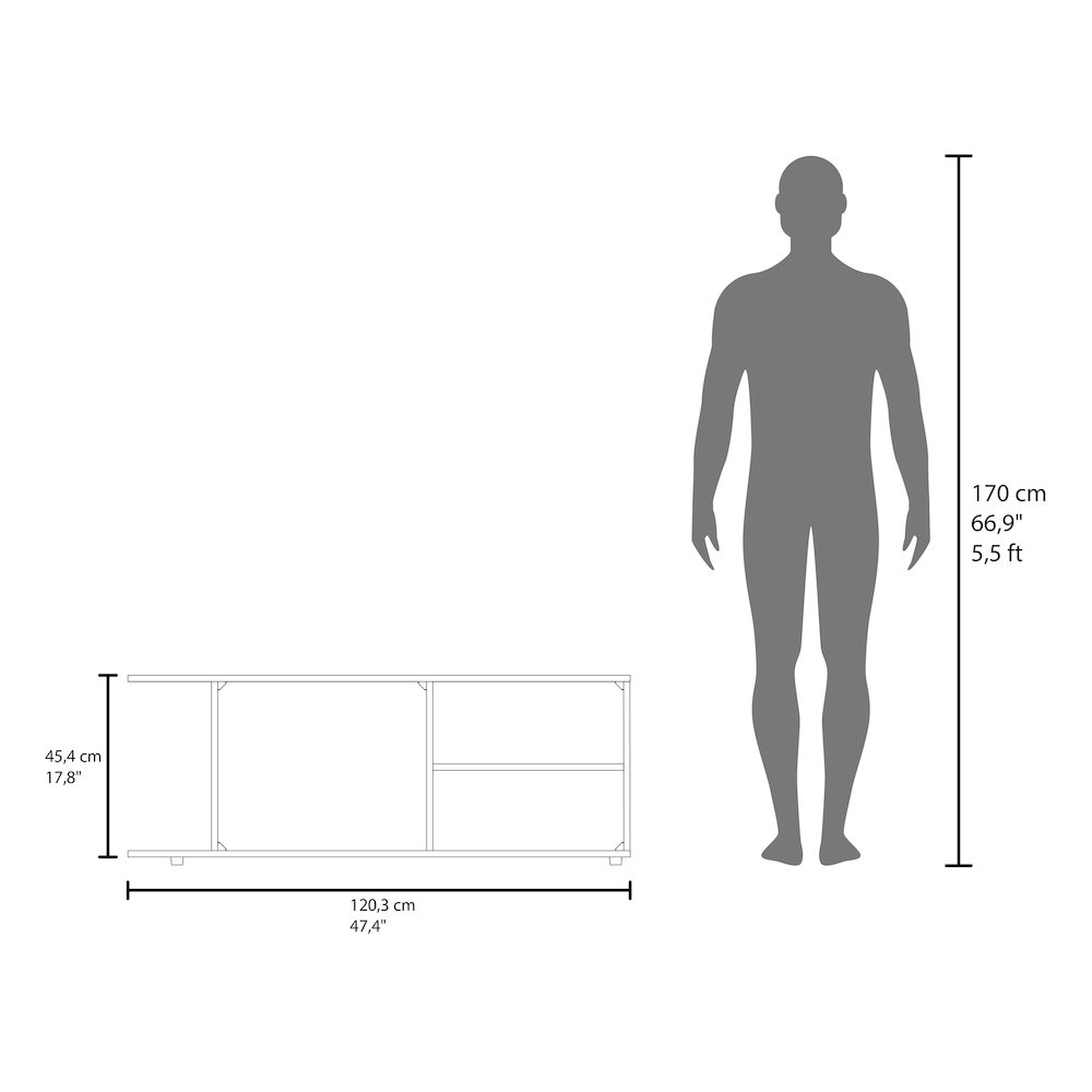 Sudley Entertainment Center with 4 Shelves and 4 Legs, White. Picture 4