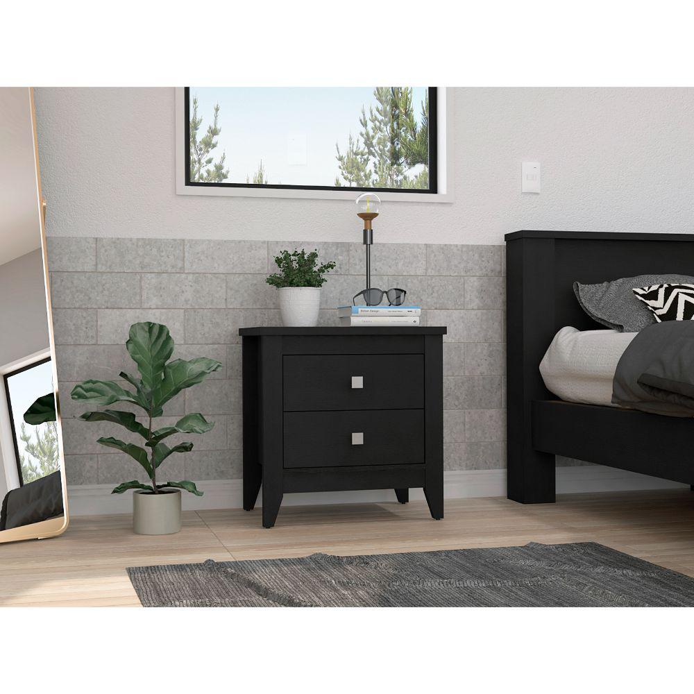 DEPOT E-SHOP Oasis Nightstand, Two Shelves, Four Legs, Countertop-Black, For Bedroom. Picture 5