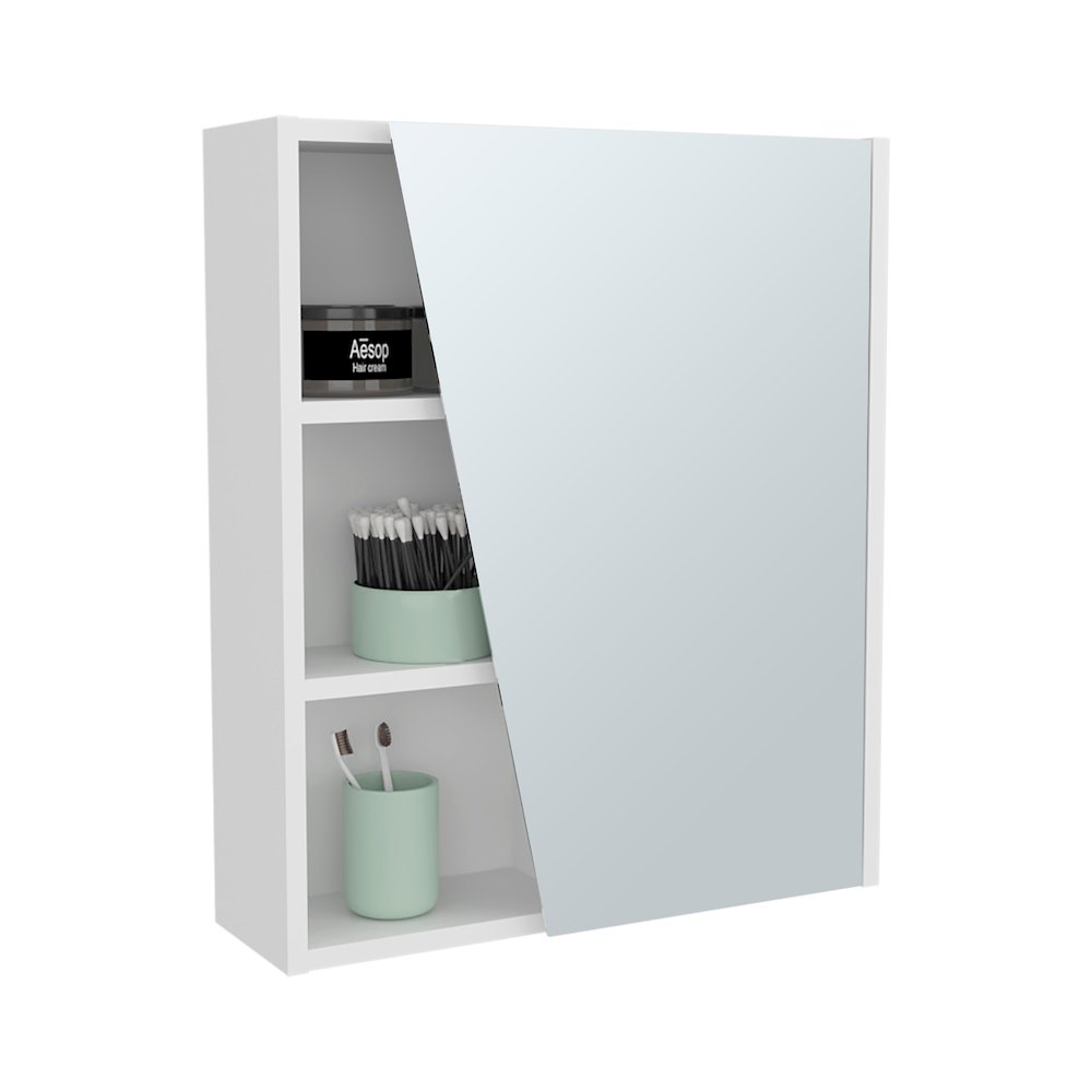 Piney Medicine Cabinet, 1 Door, 5 Shelves, 1 Mirror, White. Picture 3