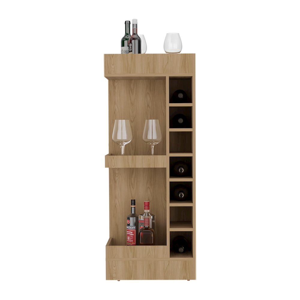 Parker Bar Cabinet, 16 Shelves, Natural Oak. Picture 3