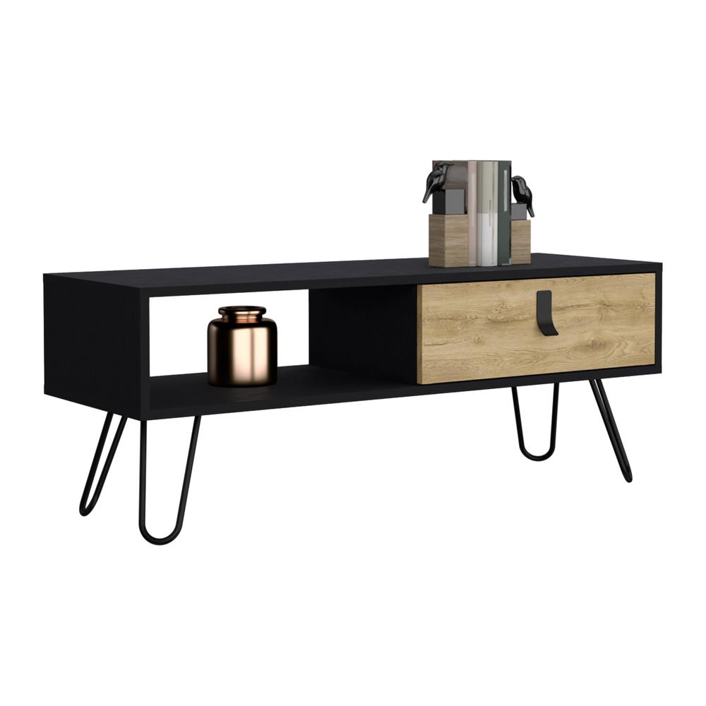 Mosby Coffee Table with Modern Hairpin Legs Design and Drawer. Picture 3
