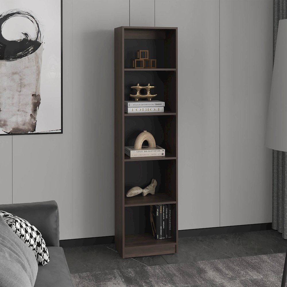 Vinton XS Bookcase Compact Bookshelf, Dark Walnut / Black Wengue. Picture 6