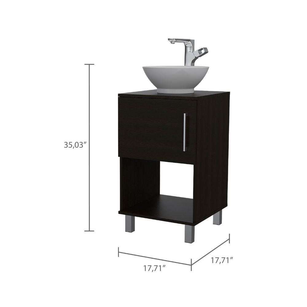 DEPOT E-SHOP Pittsburgh Single Bathroom Vanity, One Open Shelf, One-Door Cabinet, Four Legs-Black, For Bathroom. Picture 3