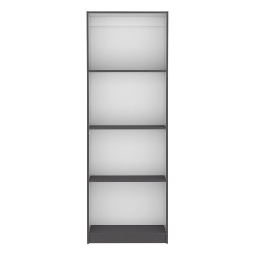 Vinton Bookcase with Spacious Tier-Shelving Design, Matt Gray / White _Office. Picture 7