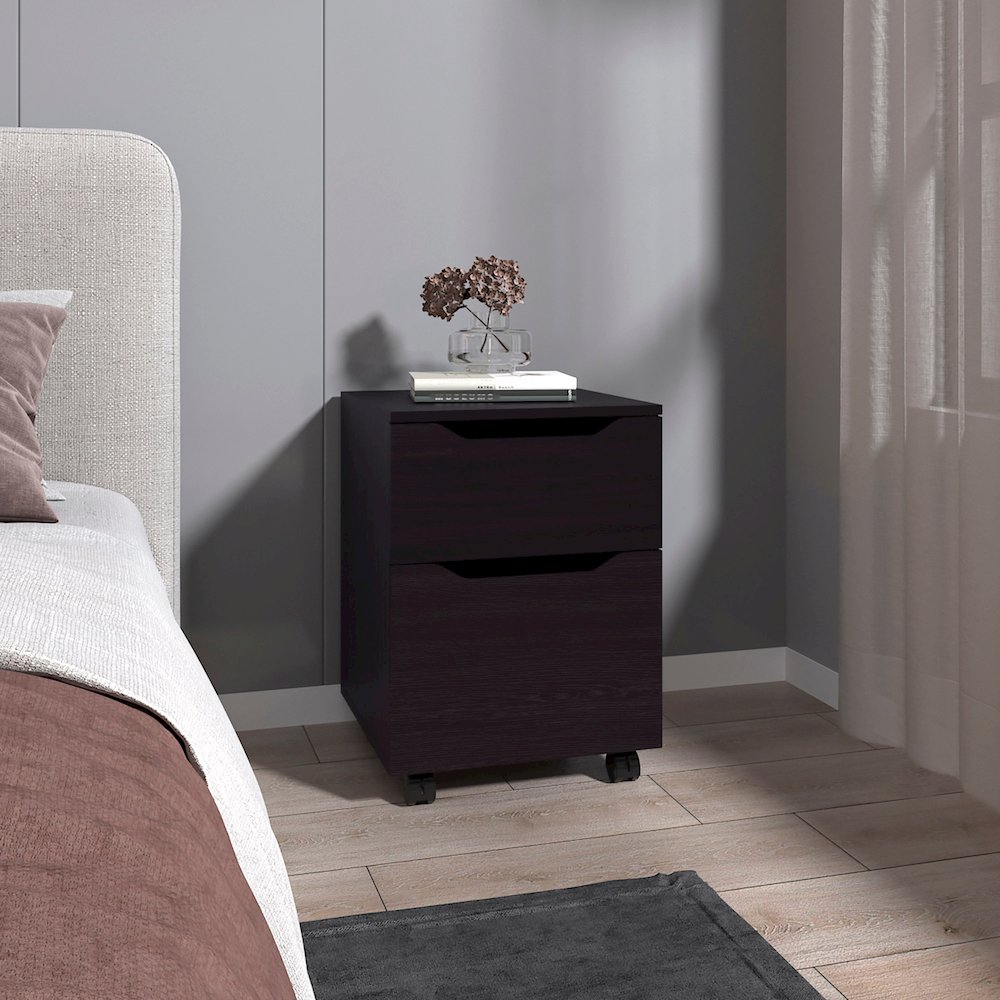 Keota Nightstand, 1 Drawer, 4 Legs, Black. Picture 7