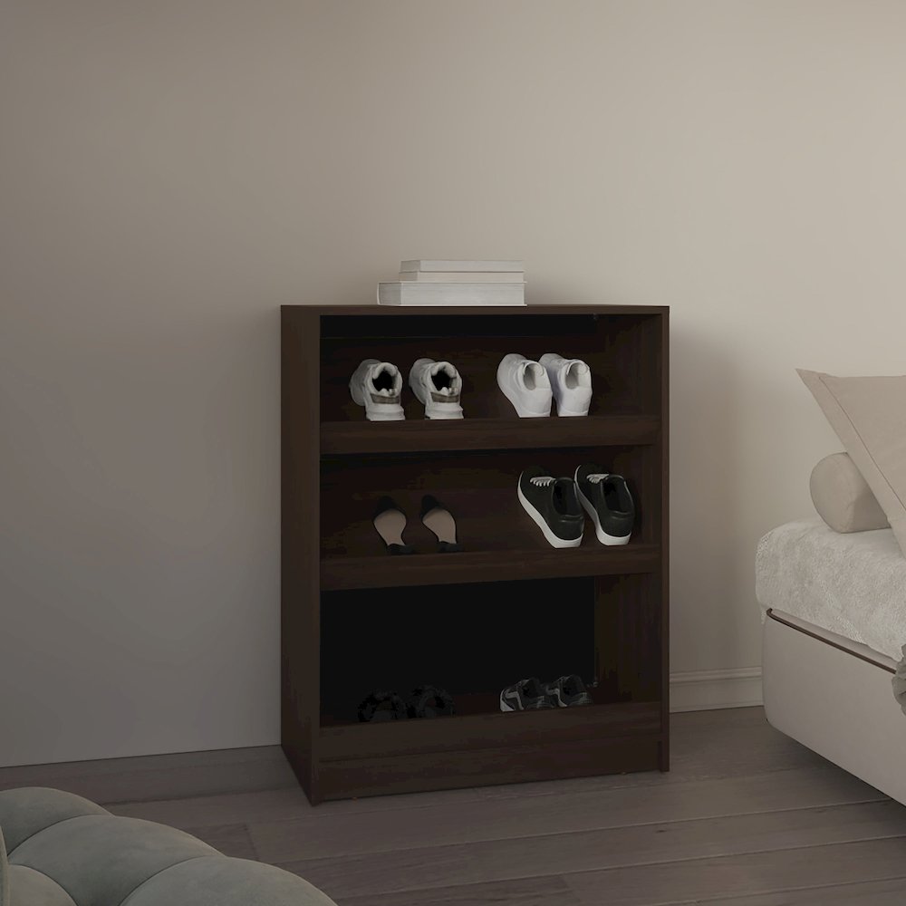 Atoka Shoe Rack, 3 Shelves, Dark Walnut. Picture 6