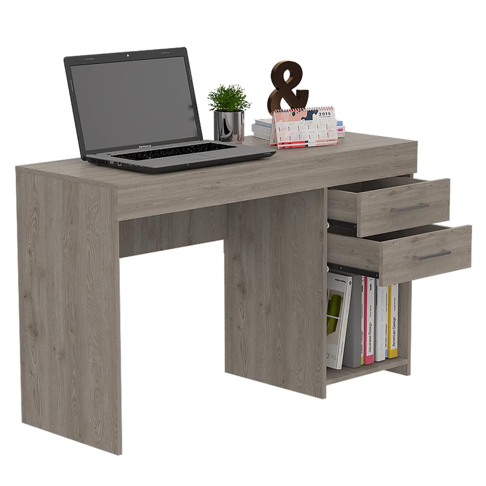 Maui 2 Drawers Computer Desk Light Grey. Picture 3