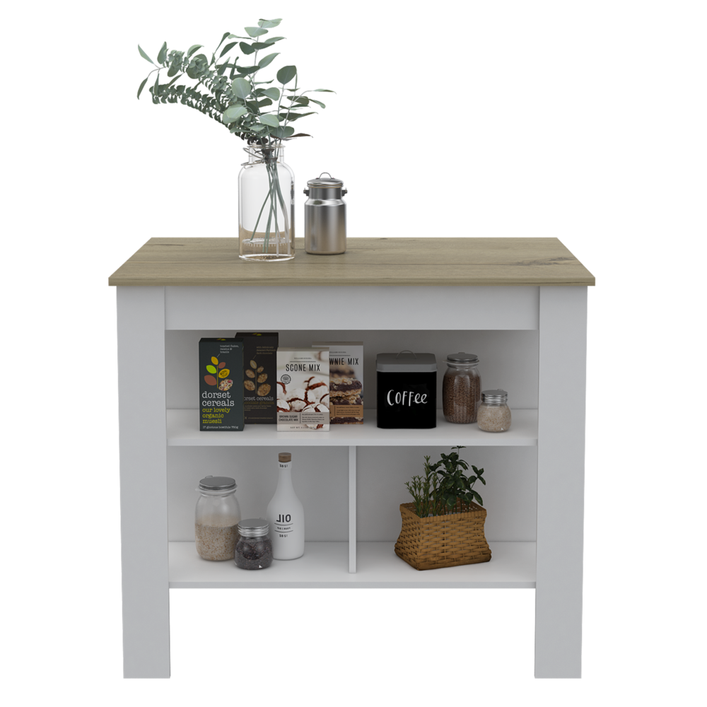 Antibacterial Delos Kitchen Island White-Light Oak. Picture 4