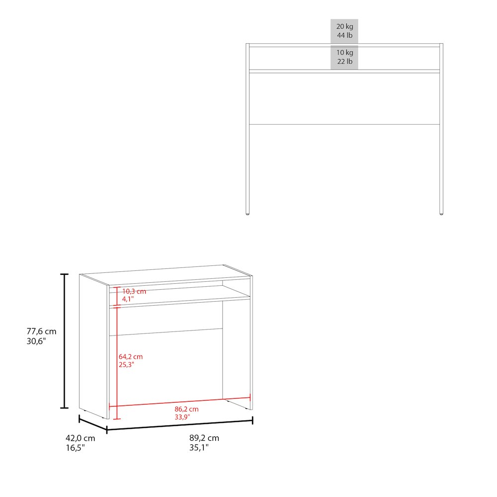 Craig Computer Desk with 1 Shelf, White. Picture 4