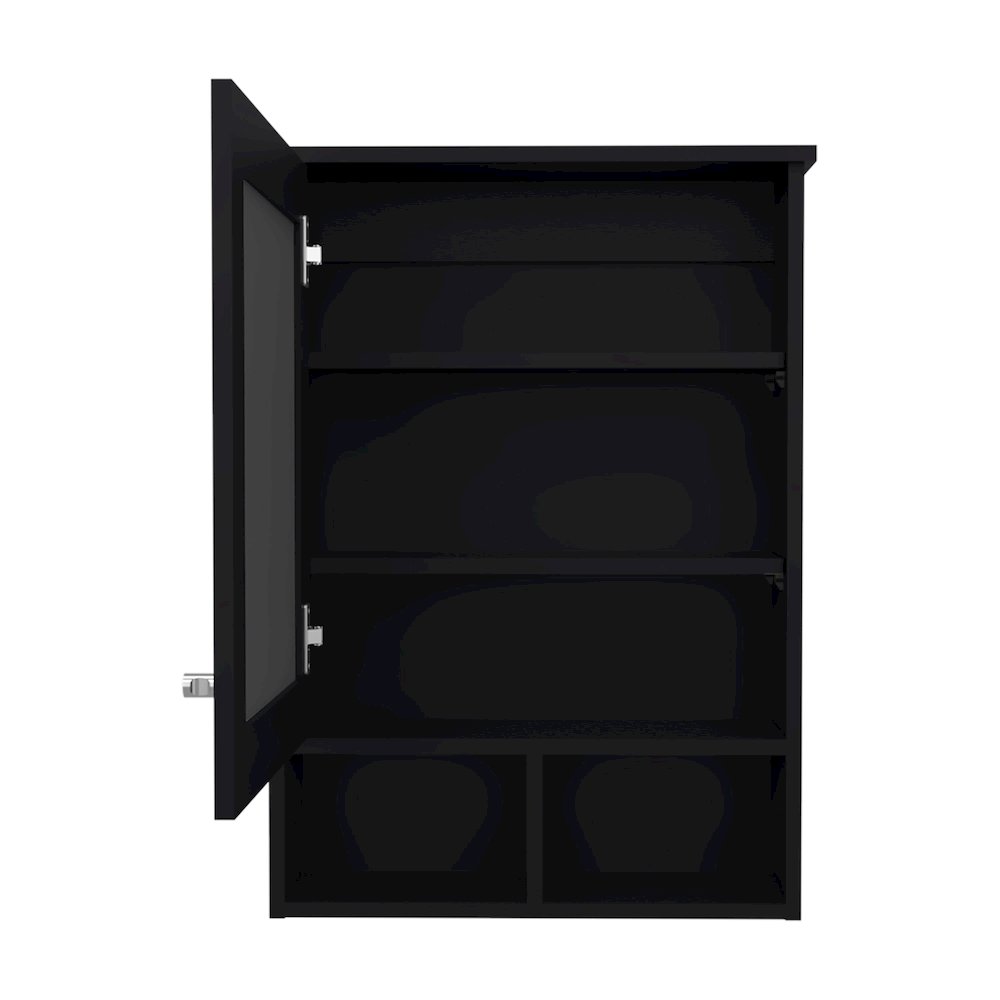 Anamoose Medicine Cabinet with 5 Shelves, 1 Door, and 1 Mirror, Black Wengue. Picture 2