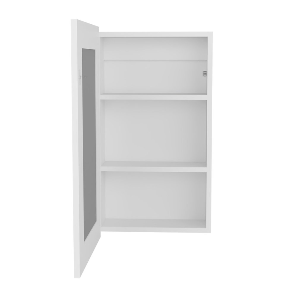Kiana Medicine Cabinet, 1 Door, 3 Shelves, 25.70" H, 1 Mirror, White. Picture 2