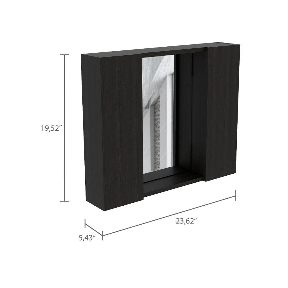 DEPOT E-SHOP Garnet Medicine Cabinet, Mirror, One External Shelf, Two-Door Cabinet-Black, For Bathroom. Picture 3