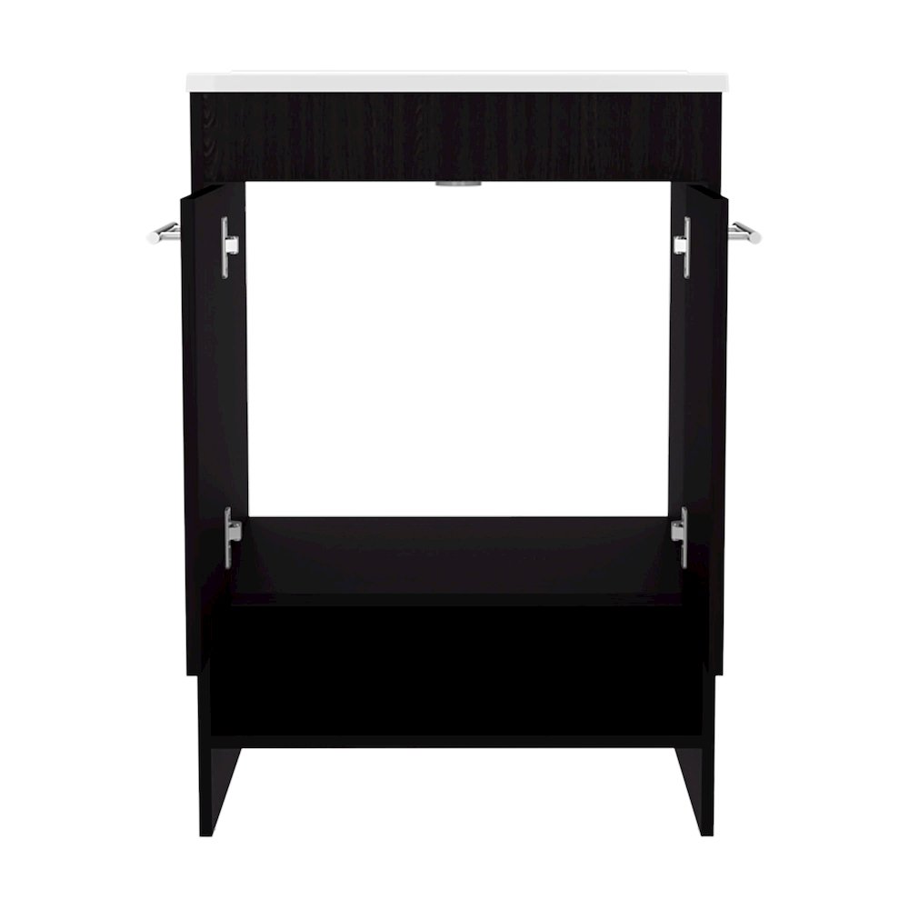 Polkton Bathroom Vanity, 2 Doors, 2 Shelves, Black Wengue. Picture 2