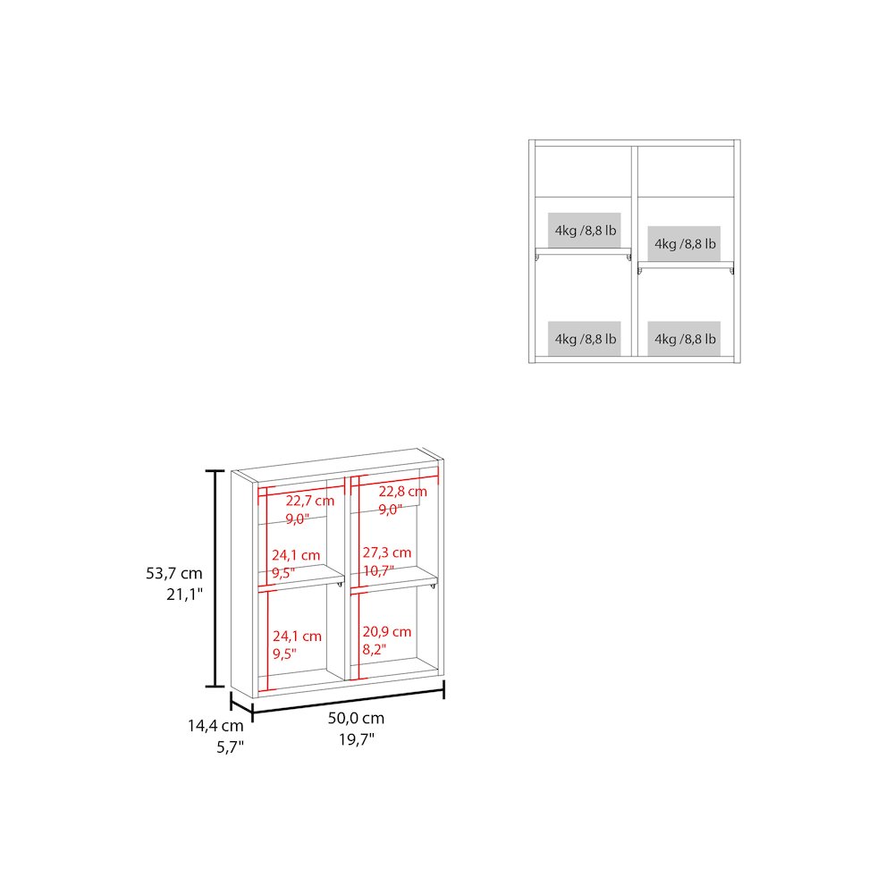 Loring Medicine Cabinet, 1 Door, 4 Shelves, 1 Mirror, White. Picture 4