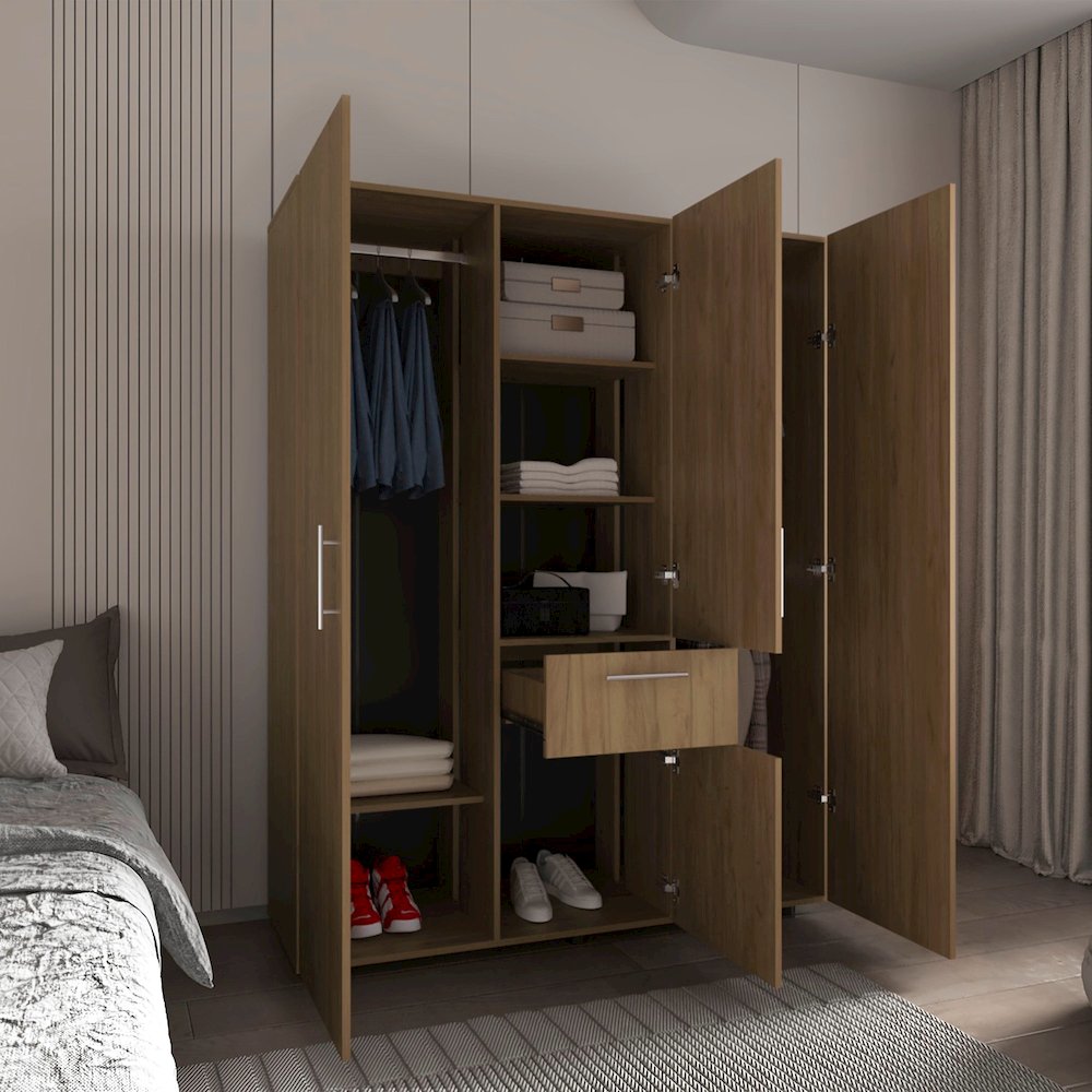 Volant Armoire, 2 Doors, 5 Shelves, 1 Drawer, Natural Oak. Picture 6