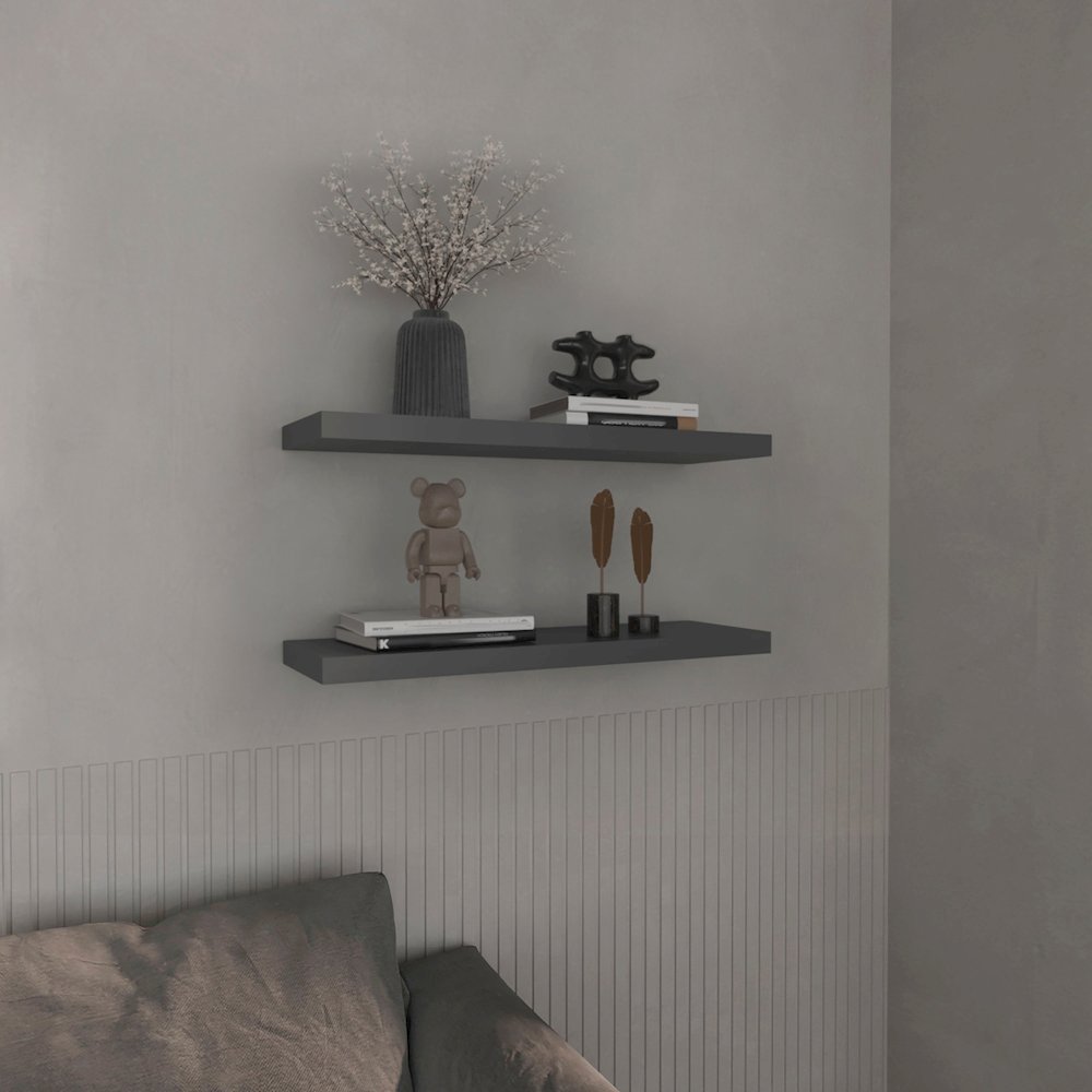 Belville Floating Shelves, 2 Shelves, 1.50" H, Matt Gray. Picture 6