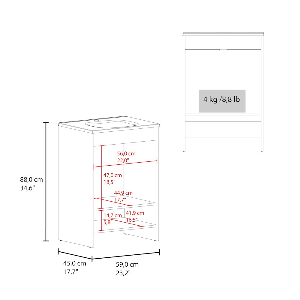 Polkton Bathroom Vanity, 2 Doors, 2 Shelves, Black Wengue. Picture 6