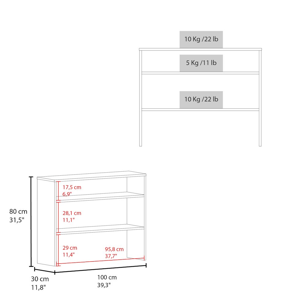 Saxman Library Desk with 2 Shelves and 2 Legs, Black. Picture 4