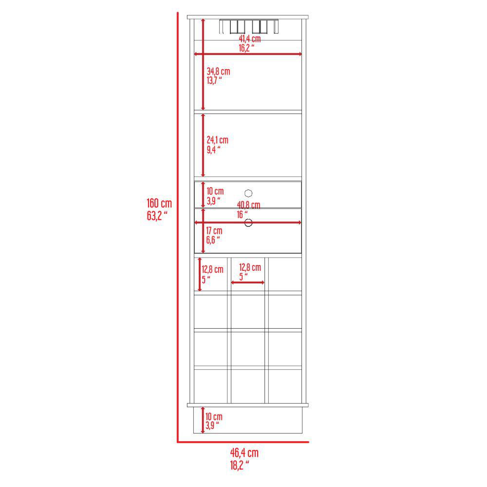 DEPOT E-SHOP Zircon Bar Cabinet, Twelve Wine Cubbies, Two Drawers, One Shelf-Black, For Livingroom. Picture 5