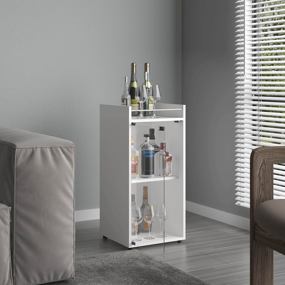 Boon Minibar Cabinet, 1 Glass Door, 3 Shelves, White. Picture 8