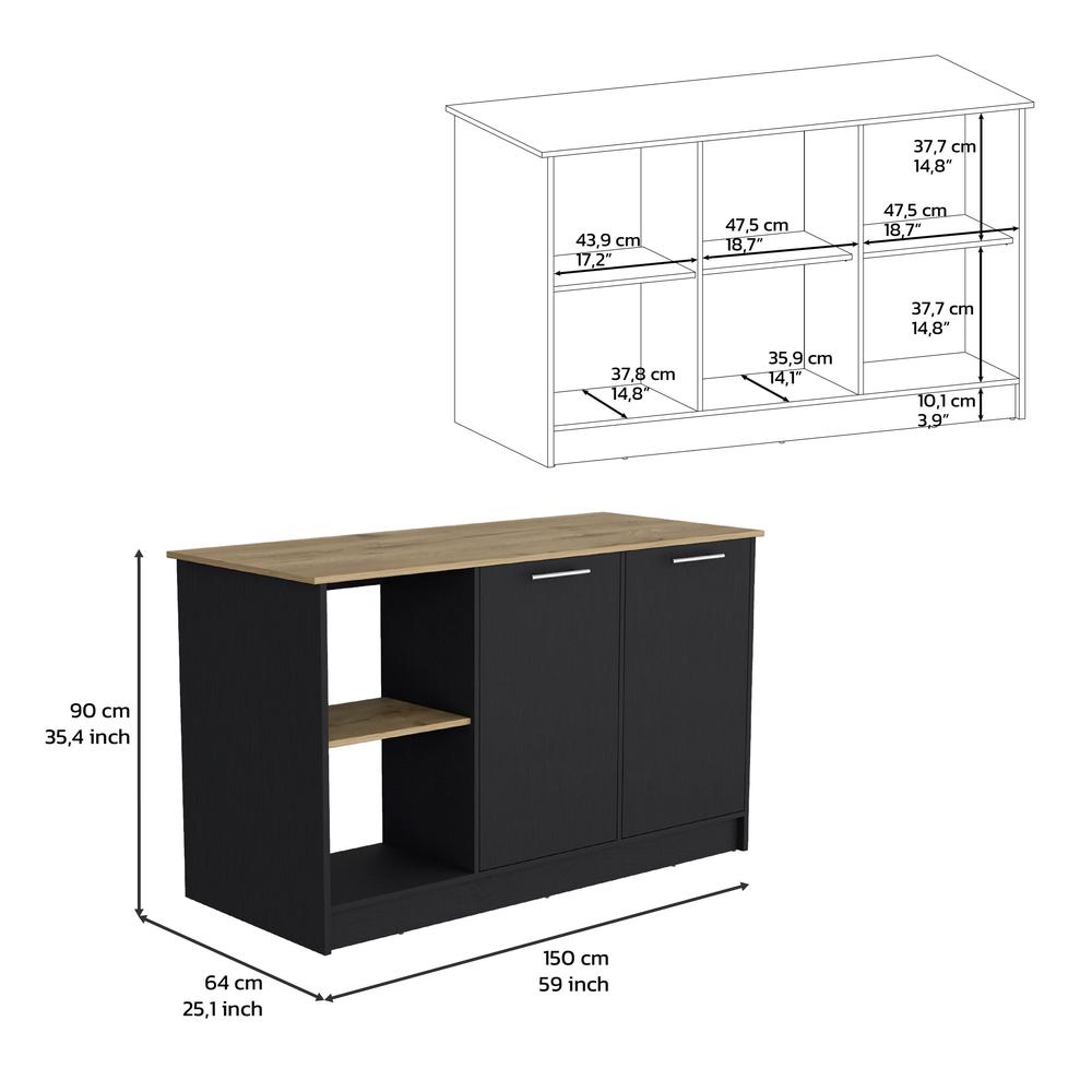 Kitchen Island with Large Countertop, Storage/Shelves/Double Door Cabinet. Picture 4