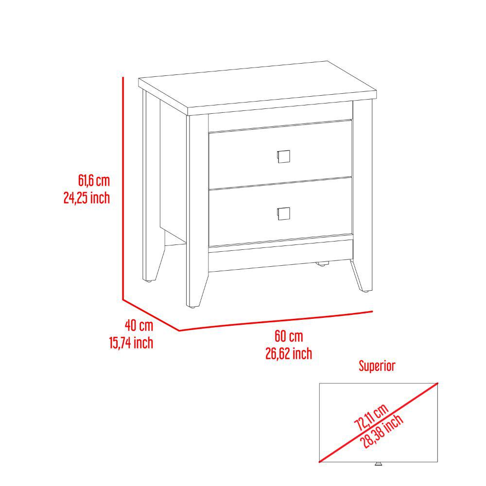 DEPOT E-SHOP Oasis Nightstand, Two Shelves, Four Legs, Countertop-Black, For Bedroom. Picture 4