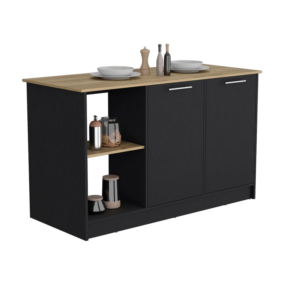 Kitchen Island with Large Countertop, Storage/Shelves/Double Door Cabinet. Picture 3