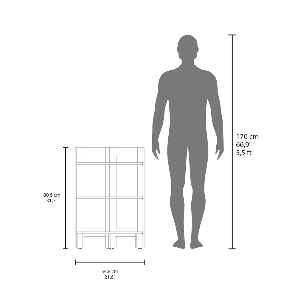 Akutan Side Table with 3 Shelves, 3 Legs, White. Picture 2