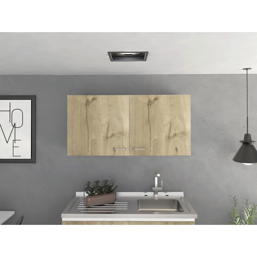 Salento Wall Cabinet - White/Light Oak. Picture 4