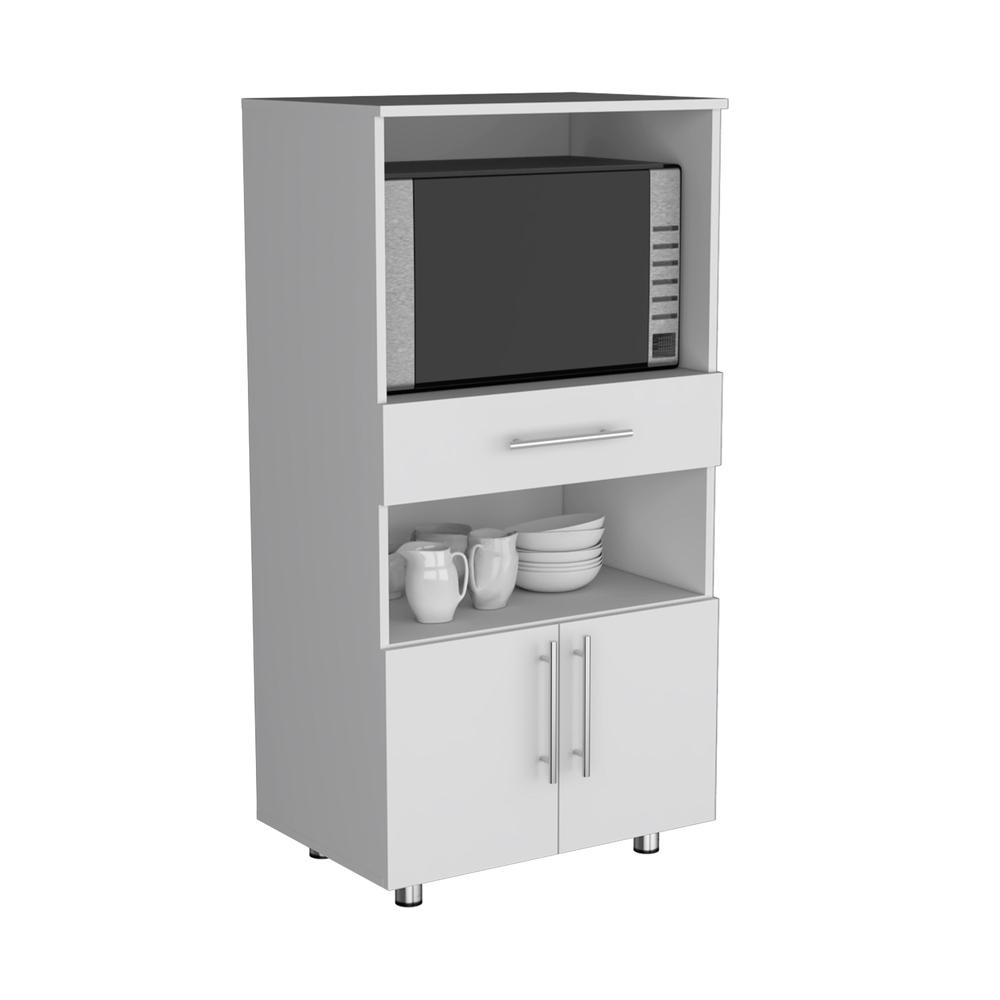 Wales Kitchen Pantry with 2 shelves and 2 doors, White -Kitchen. Picture 4