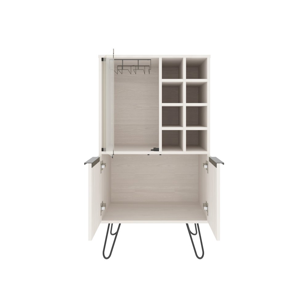 Lutak Bar Cabinet with 2 Doors, 9 Shelves, and 1 Glass Panel, White Washed Oak. Picture 2